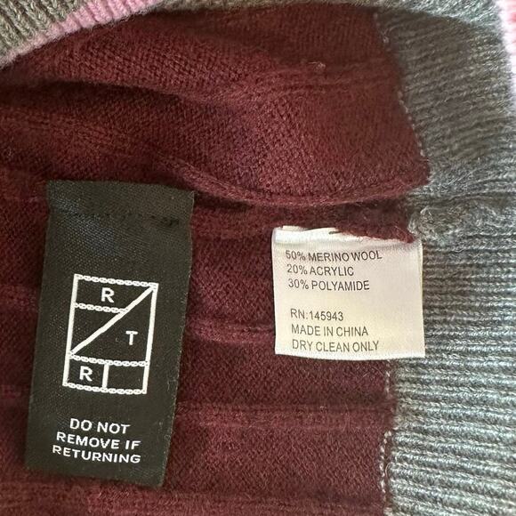 Tome Collective Short Sleeve Plum Ribbed Sweater Size L Merino Wool Blend - Picture 6 of 7